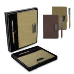Kit Escritório Caderno A5 em fibra Caneta Metálica